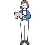 Woman Standing With A Computer SVG Icon